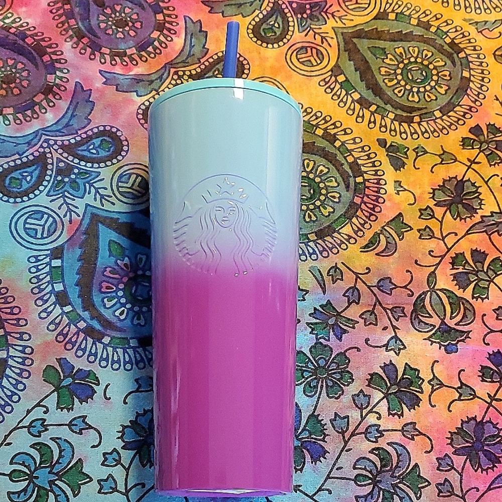 STARBUCKS 24 OZ. OMBRE TUMBLER WITH STRAW-NWT